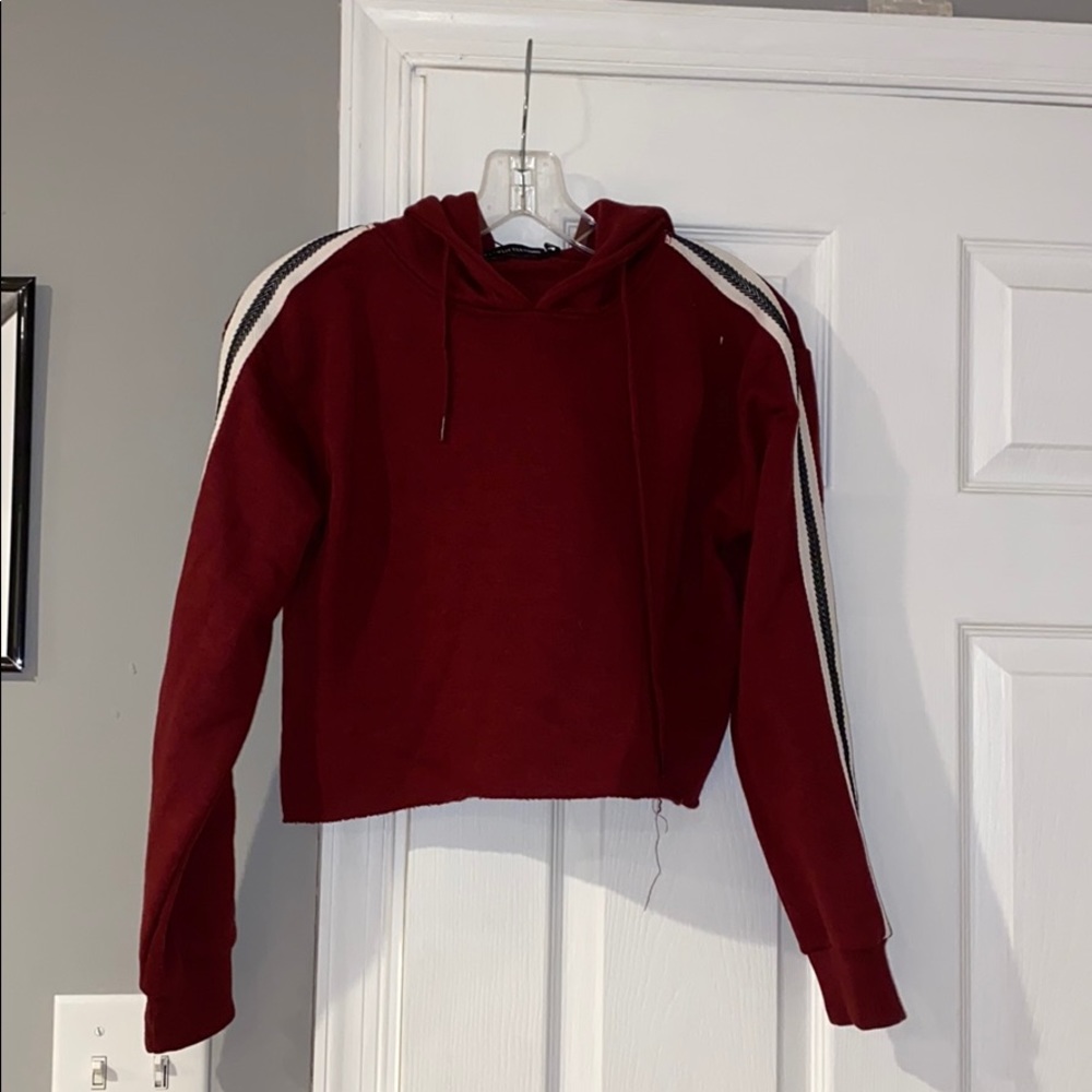 PrettyLittleThing Cropped Striped Hoodie